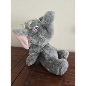 Haan Crafts Plush Elephant UNIQUE Vintage Handmade Stuffed 14" RARE Laid Back!